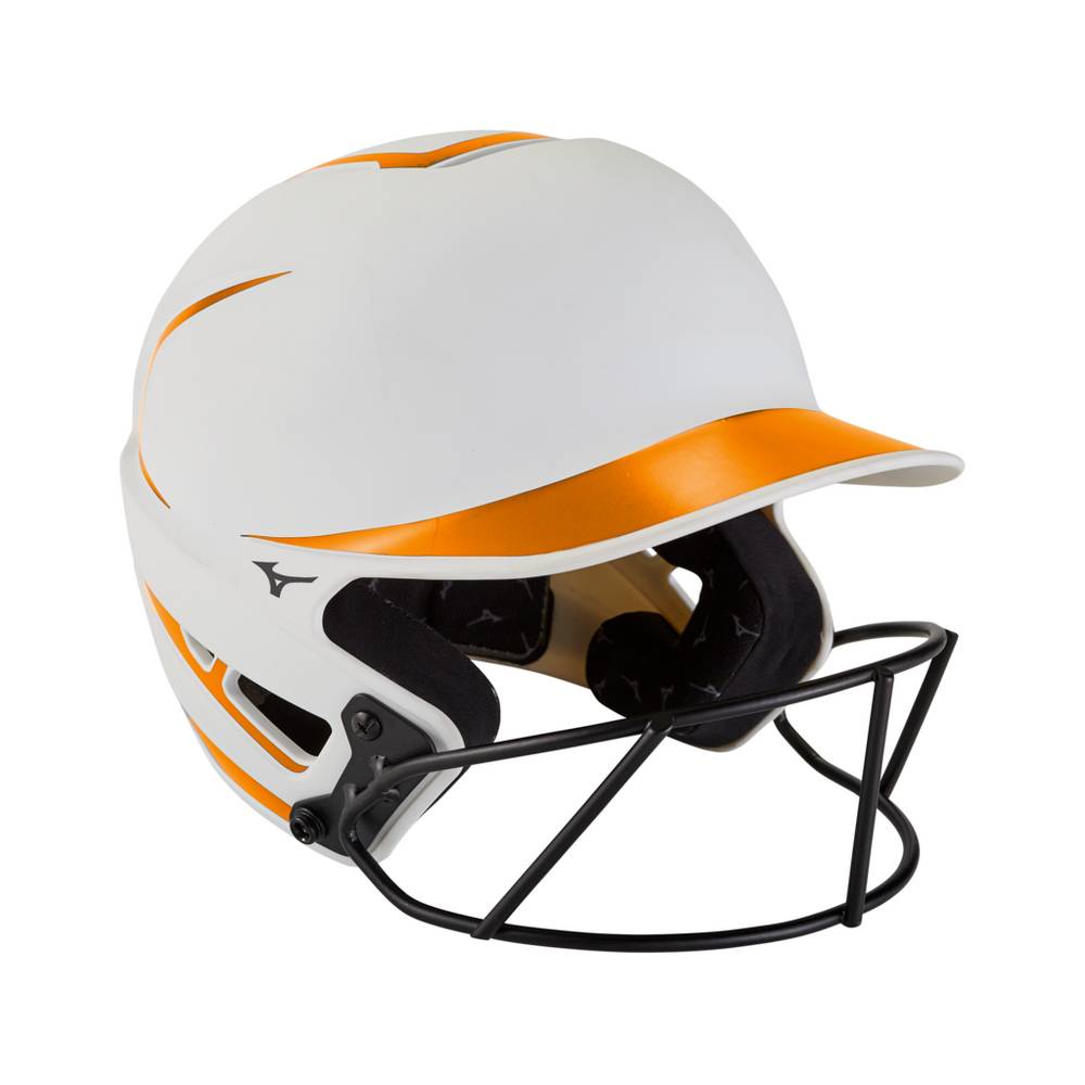 Damske Prilba Mizuno F6 Fastpitch Softball Batting Biele/Oranžové Vypredaj PDXQ46957